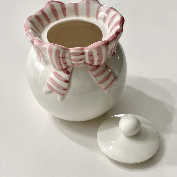 Vintage Ceramic Pink Stripe White Halden Matching Creamer Sugar Tea Party Set - Picture 5 of 9